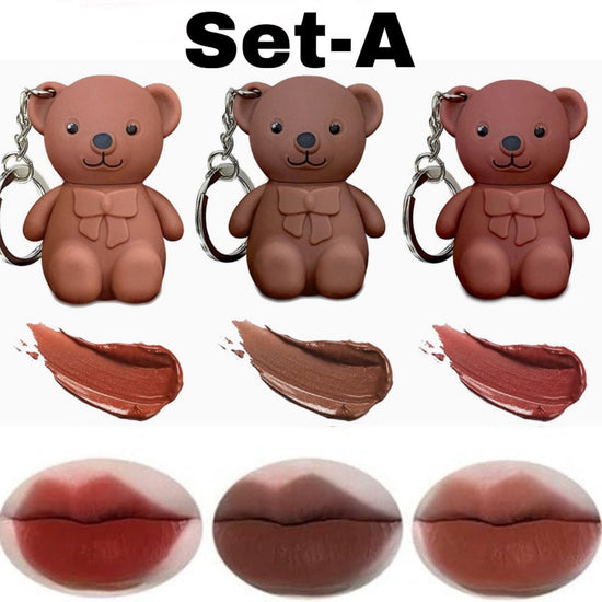 Teddy Keychain Lipsticks | Set of 3